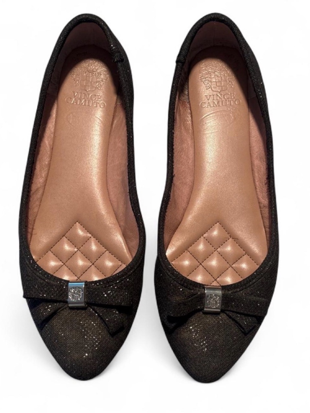 Vince Camuto Black Micro-Glitter
Quilted Comfort Ballet Flats Size 9 1/2